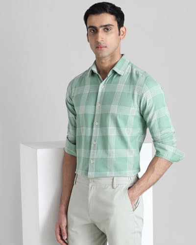 Image of MUFTI Purple Checks Slim Fit Shirt