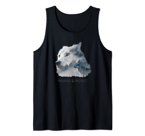 Wolf Preserve & Protect Protección del medio ambiente animal Arte Surreal Camiseta sin Mangas
