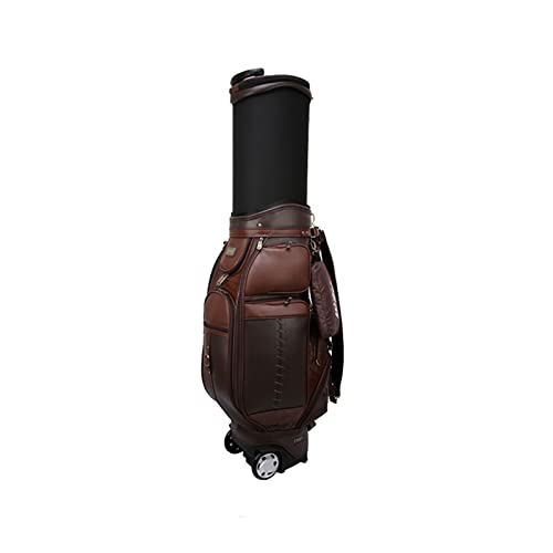 ALSAM Golftasche, Multifunktions-Golftasche mit Rädern for Männer und Frauen, 6-Wege-Trennwand, praktisch und zugänglich (Grey : Brown)