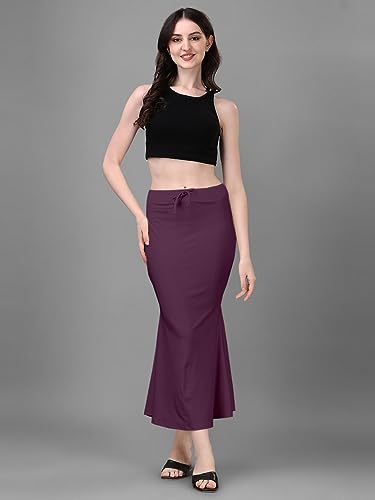 Image of Women's Saree Shapewear Petticoat, Cotton Blend Stretchable Mermaid Skirt, High Waist Tummy Control, Smooth Curve Fit with Adjustable Drawstring