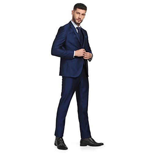 Image of Blackberrys Men Red Solid Slim Fit Suits
