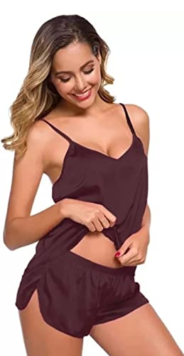 Image of Women's Satin Soft Top and Shorts Set Nightsuit for Womens