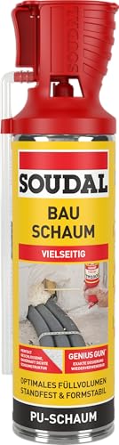 Soudal Bauschaum Genius Gun, 500 ml - Einkomponentiger PU-Schaum mit hervorragendem Füllvolumen zum Ausschäumen von Hohlräumen, Dämmen und Isolieren mit innovativer Genius Gun-Technologie