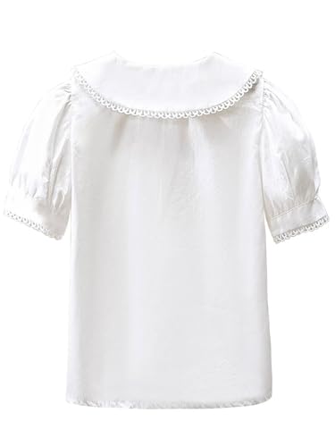 Girls Summer Doll-Collar Button Down Shirts Short Sleeve Size 3-14 Years2