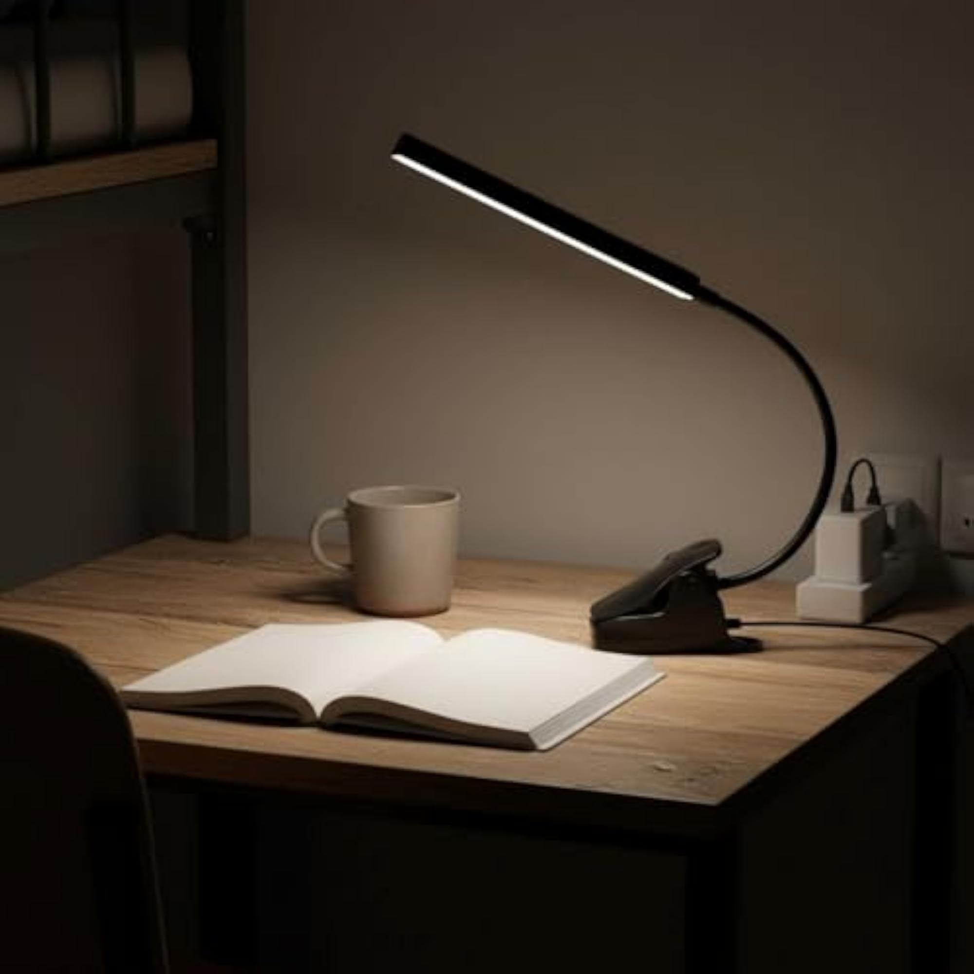 Dimmable Clip-On LED Lamp with Flexible Gooseneck