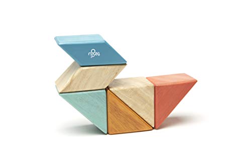 Image of 6 Piece Tegu Pocket Pouch Prism Magnetic Wooden Block Set, Sunset