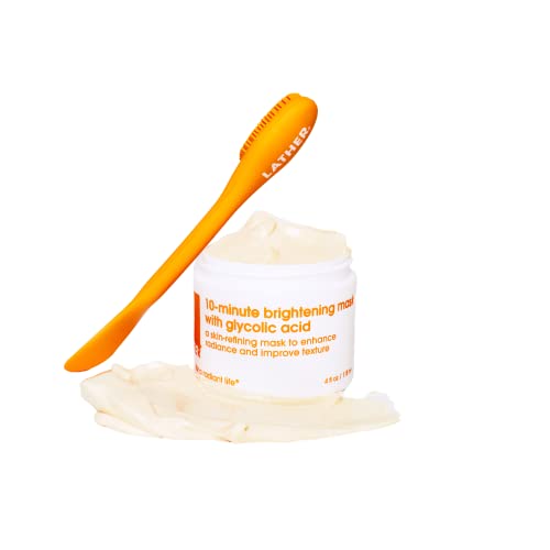 Lather Brightening Mask With Glycolic Acid | Face Mask | 10 Minute Brightening Mask | For Combination, Mature & Dry Skin | Facial Skin Care Products | Beauty Products | Self Care | 4 Oz #TOP1
