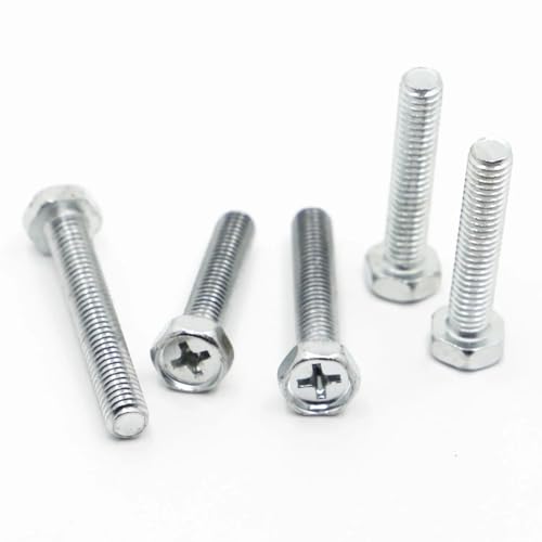 Cqinju-A~tF_[bV[ M4 M5 M6 Galvanized Cross Recessed External Hexagon Head Screw Outside Hex Bolt, ϖՐ(6mm,M6 10pcs)
