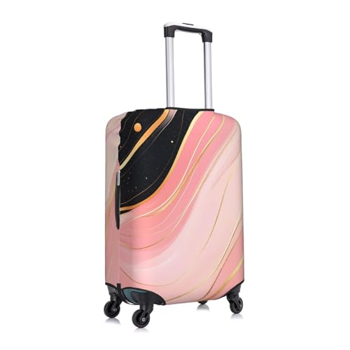 Pink Golden Marble Elastic Travel Luggage Cover, Washable Spandex Suitcase Protector, Anti-Scratch Fits 18-32 Inch3
