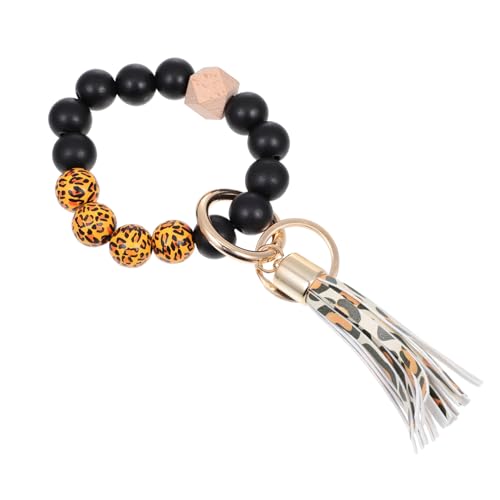 AKOOSY Brazalete de Madera Silicona con Borlas Extraíbles para Decoración de Llaves