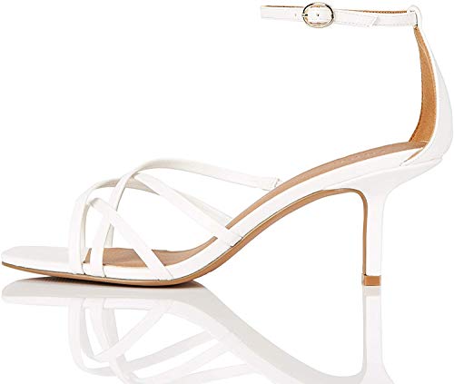 Marca Amazon - Find. Sandalias abiertas Barely There para mujer, color Blanco,...