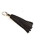 Handmade Leather Tassel Keychain Earrings - Dual Use Bag Charm Accessory for Women, Genuine Cowhide with Alloy Hook (Black)