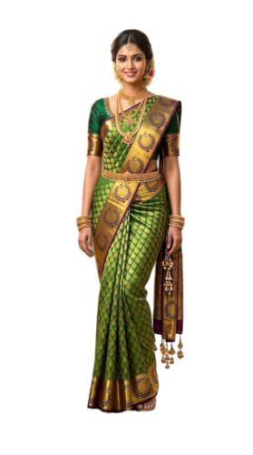 Image of VFCollections Women's Kanchipuram Silk Pure Pattu Sarees With Blouse
