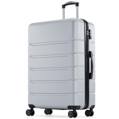 Image of Sweetcrispy 28 Inch Carry on Luggage, Hard Shell ABS Suitcase with Double Spinner Wheels, Lightweight Expandable Rolling Suit Case with TSA Lock, Light Grey