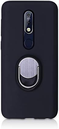 Nokia 7.1 Case, Rotating Ring [360°Kickstand] Soft Slim TPU [Ultra-Thin] Protection Cases Cover Compatible with [Magnetic Car Mount] for Nokia 7.1 (Black)