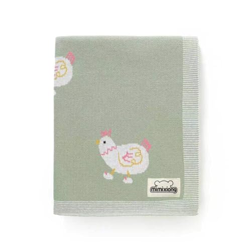 Image of mimixiong Baby Blanket Knit Receiving Boys Girls Blanket Soft Cotton Neutral Blanke for Swaddle Crib Stroller with Cute Sheep (Chicken-Green, 30x40 Inch (Pack of 1))