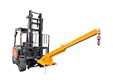BREVELTION 4400LB Adjustable Forklift Mobile Crane, Lifting Forklift Extension Attachments, Fix Angle Jib Boom Crane, W/Telescopic Boom and Hook, for Forklift Towing Handling 63in to 98in Extended Arm