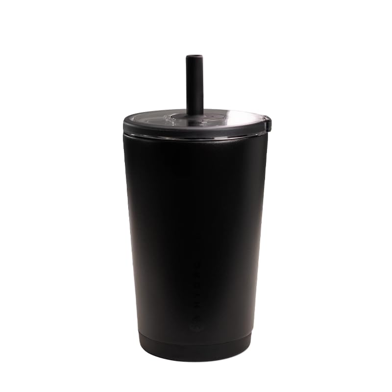 HydroJug Everyday Tumbler 14 oz, Ceramic-Lined Straw Cup, Black Black 14 Ounces