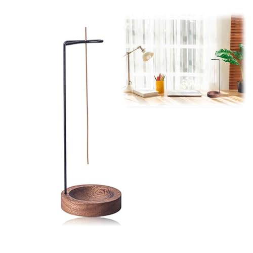 Soporte para varillas de incienso, 2 en 1, quemador hecho a mano para varillas de incienso con bandeja de recogida de cenizas, base de madera hecha a mano, soporte para varillas de incienso de diseño