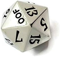 Miniatura 8 de Juego de dados de metal plateado D20 YEET OOF de 20 caras para juego de rol, Dungeons and Dragons, D&D Pathfinder Shadowrun y enseñanza de