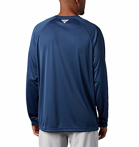 Columbia Men's Terminal Tackle Long Sleeve Shirt, Carbon/Red Spark Logo, Lt #TOP4