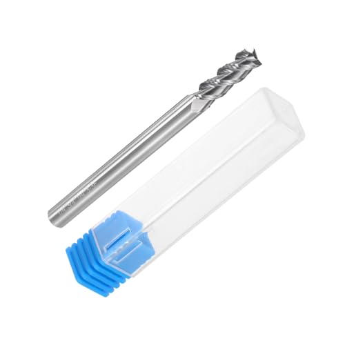 Image of uxcell Carbide Square End Mill, 1 /4 inch Dia 3 Flutes Milling Bit Cutter, for Aluminum Copper Non-Ferrous Metal, 1 /4 inch Shank 3 /4 inch Cut Length 3 inch Extra Long