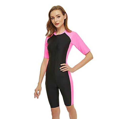 Women's One Piece Swimsuit Short Sleeve - Sun Protection UPF 50+, Front Zipper, Removable Pads - Surf & Swim - View #9