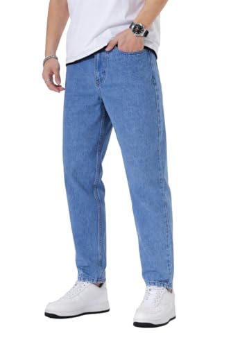 Image of Men's Slim Relaxed Fit Mid Rise Tapered Fit Non-Stretch Denim Jeans | Cotton Blend Casual 5 Pocket Denim Jeans for Men