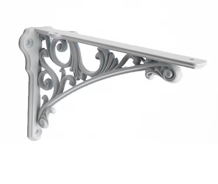 CABDM Decorative Shelf Bracket 10 inch, White Brackets for Shelving, Heavy Duty Vintage, DIY Projects, Hardware Included, 4 Pack, 9.84x7x1.73 inch,Baroque Style
