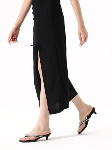 Image of Women's Flip-Flops Kitten Heels Thong Sandals For Women Square Toe Slip On Fashion Summer Dress Sandals