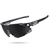 X-TIGER Schnelle Brille Herren, Damen Fahrradbrille Ultra-Leichter TR90 Rahmen, UV400 Schutz polarisierte Sportbrille mit verstellbarem Nasenpad und Ohrhaken für Laufen/Fahrrad/Angeln