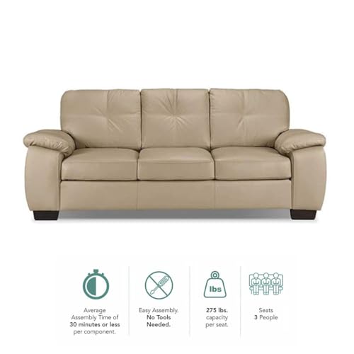 Image of Torque Antos Premium Leatherette 3 Seater Sofa-Beige | Modern Designs Sofa 3 Seater | Leatherette 3-Person Sofas Couches for Living Room Office Guest Room