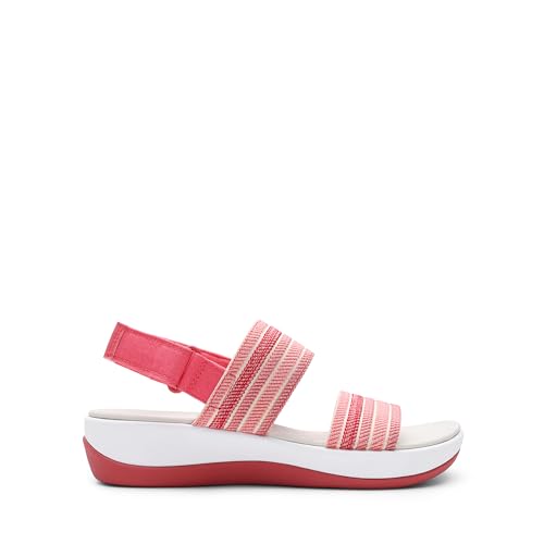 DREAM PAIRS DREAM PAIRS Women's Walking Sandals Lightweight Soft Footbed Low Wedge Comfort Indoor Outdoor Flat Sandals, Size 10, Red, DWUMFS2522