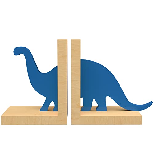 Image of X&Y Furniture for Growth Tan Orange Bookends, Book Organizer, Home Decorative, Blue Dino Book Holder for Kids Room (Blue)
