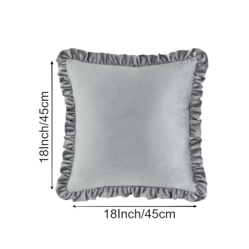 Image of Amazon Brand - Umi Velvet Silver 18x18 Pillow Covers, Set of 2 Decorative Ruffle Cushoin Pillow Covers for Sofa Couch