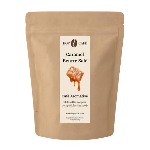 HOP CAFÉ – 18 Dosettes Souples Arôme Caramel Beurre Salé – Café 100 % Arabica