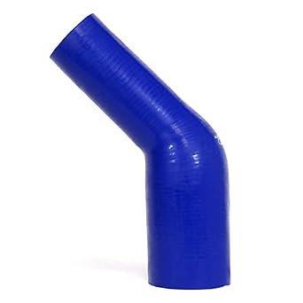 HPS 1.25" - 1.5" ID, Silicone 45 Degree Elbow Reducer Coupler Hose, High Temp 4-Ply Reinforced, Leg Length on Each Side 4-1/2", 75 Psi Max. Pressure, SER-8913-BLUE, Silicone, Blue