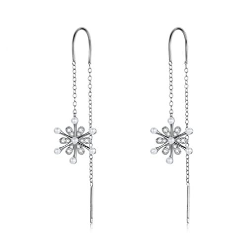 Boucles d'oreilles flocon de neige en cristal et argent fin pour femme