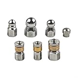 Yuanpgky Boquillas de chorro de alcantarillado de acero inoxidable, kit de 7 piezas para lavadoras a presión, boquillas de limpieza de drenaje de 4000 PSI con accesorios de desconexión rápida M22 y 4