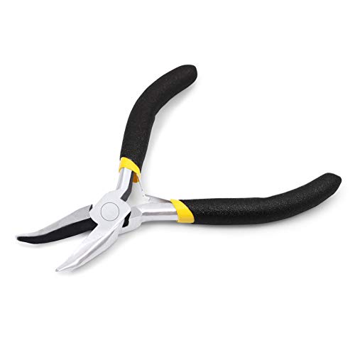 Image of Mini Bent Nose Pliers for Jewelry Making 5 Inch Smooth Jaw Micro Beading Pliers Precision Handcraft DIY Hand Tool