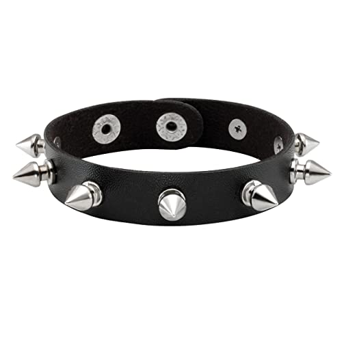 Manfnne Punk Leather Cuff Bracelet Gothic Leather Wristband Bangle With Metal Studded Rock Jewelry #TOP1