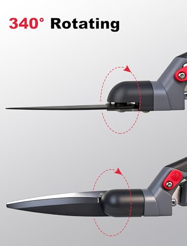 EPAOVEHR Grasschere,340° drehbare Klingen aus Edelstahl, scharfe handliche Gartenschere, Hochwertige Schere mit Wellenschliff-Schneidmesser