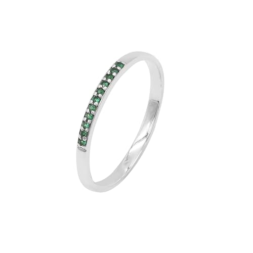 Bague émeraude empilable argent 925 alliance mariage minimaliste femme