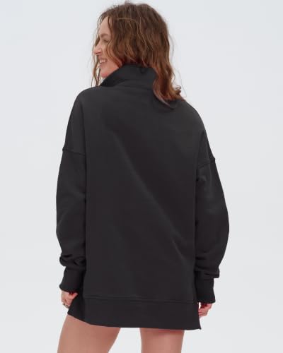 Locachy Womens Oversized Sweatshirt Snap Button Henley Neck Fashion Outfits — view 3