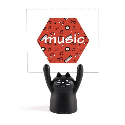 Support pour disque noir et notes de musique motif chat noir | Range-vinyle