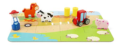 Small Foot 11360 Bauernhof-Spielset im Koffer, 20-teiliges Komplettset zum Puzzeln und Bespielen, inkl. 6 Spielfiguren… – Bild 3