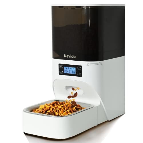 Nevido Automatic Cat Feeders, Built-In Lithium Battery Lasts Up To 6 Months, Dry Cat Food Dispenser With Desiccant Bag, Programmable Timed Dog Feeder 1-9 Meals Per Day, Voice Recorder, 4L #TOP29