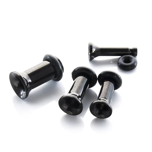 【SCIOLTO(ショルト)】ボディピアス シングルフレア Oリングキャッチ ステンレス シンプル ピアス メンズ レディース 耳たぶ イヤーロブ (12G 10G 8G 6G ブラック)