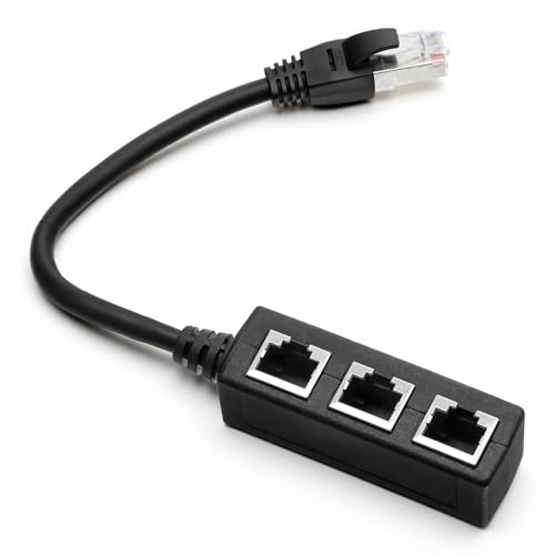 Jxiwfvl RJ45 1 Male to 3 Female LAN Splitter Cable, Ethernet Adapter for Cat5, Cat5e, Cat6, Cat7 LAN Ethernet Socket Network Connector Adapter Compatible with Routers, Set-top Boxes, Computers