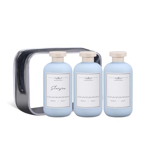 Image of ASEVAT 6.7 oz Leak-Proof Travel Bottles, 3 Pack Refillable Plastic Squeeze Vessels with Caps, Portable Containers for Shampoo, Lotion, Cream & Daily Liquids